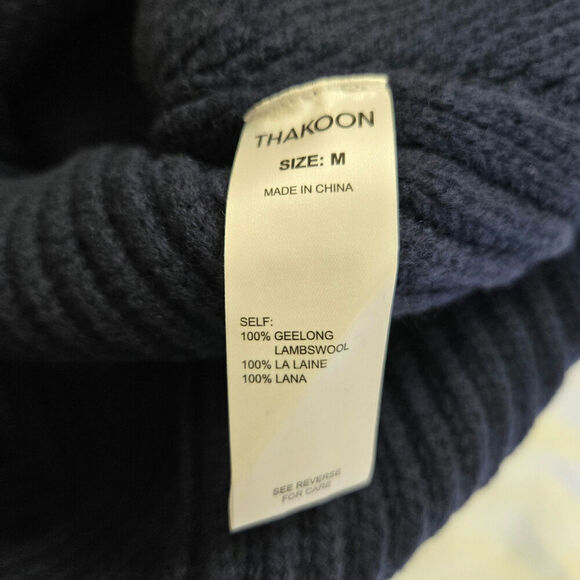 NWT Thakoon Navy Chunky Turtleneck Sweater 100% Geelong Lambswool Size M - Picture 10 of 11